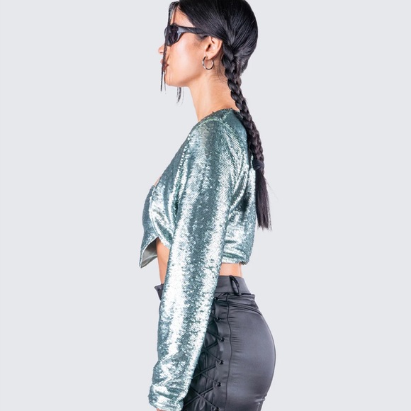 Millie Sequin Triangle Top and Shrug Set - Picture 7 of 8